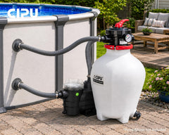 CIPU top-open showing sand media and ball option for flexible filtration benefit