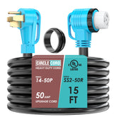 CircleCord front view of plug and receptacle showing secure connection benefit