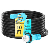 CircleRiver front NEMA 14-50P plug showing easy-grip handle and secure connection benefit