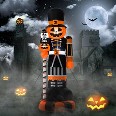 Civaner front view of inflatable pumpkin nutcracker showing festive yard impact