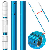 CKE blue pole front view showing durable anodized finish and longer reach