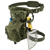 CKG leg bag front view showing compact pockets and secure closures, ideal for organized carry