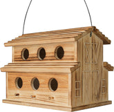 CLACKIBUKVYZ front view hanging birdhouse shows six holes and curb appeal