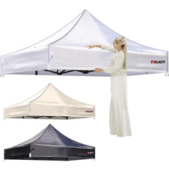 CLAETF front view of white 10x10 canopy top showing durable shelter benefit