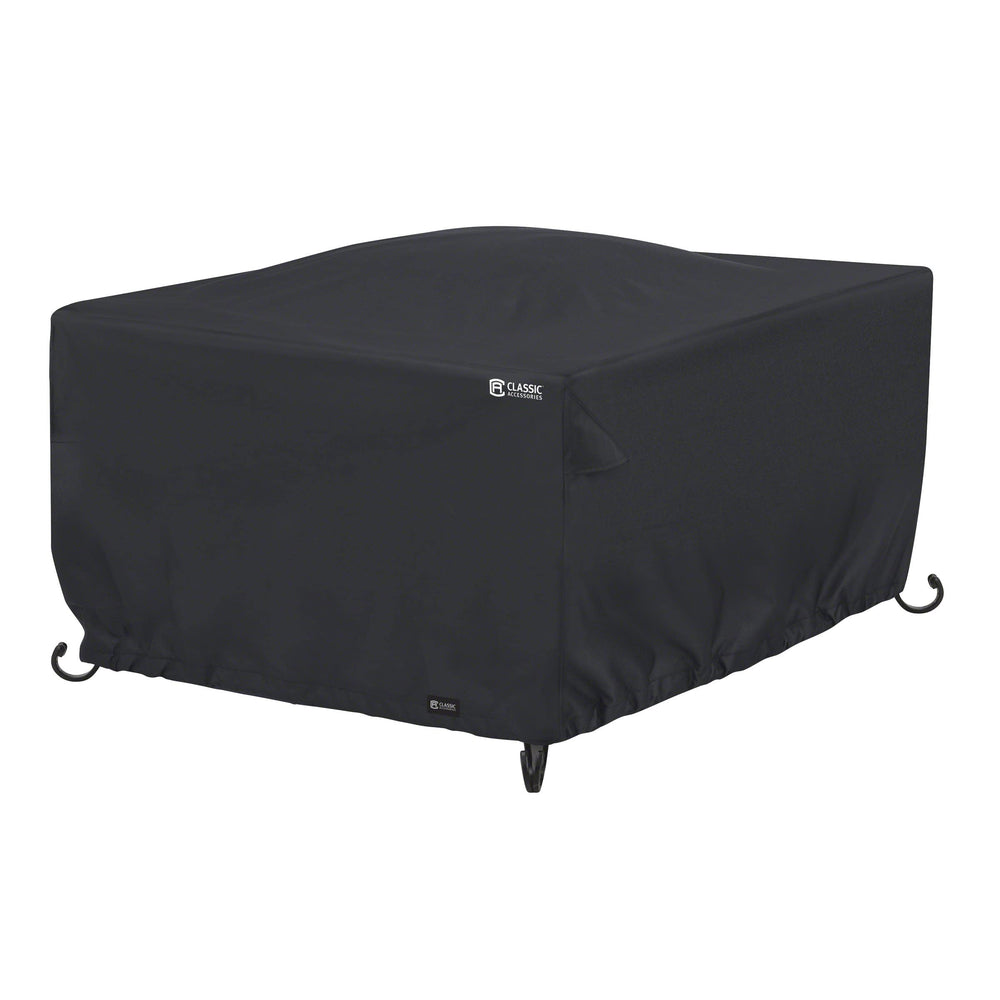 Classic Accessories front view on fire pit table showing full coverage and protection