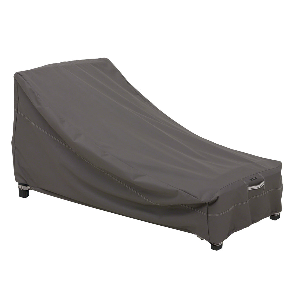 Classic Accessories Ravenna front view protecting a 78 inch chaise lounge, keeps furniture pristine