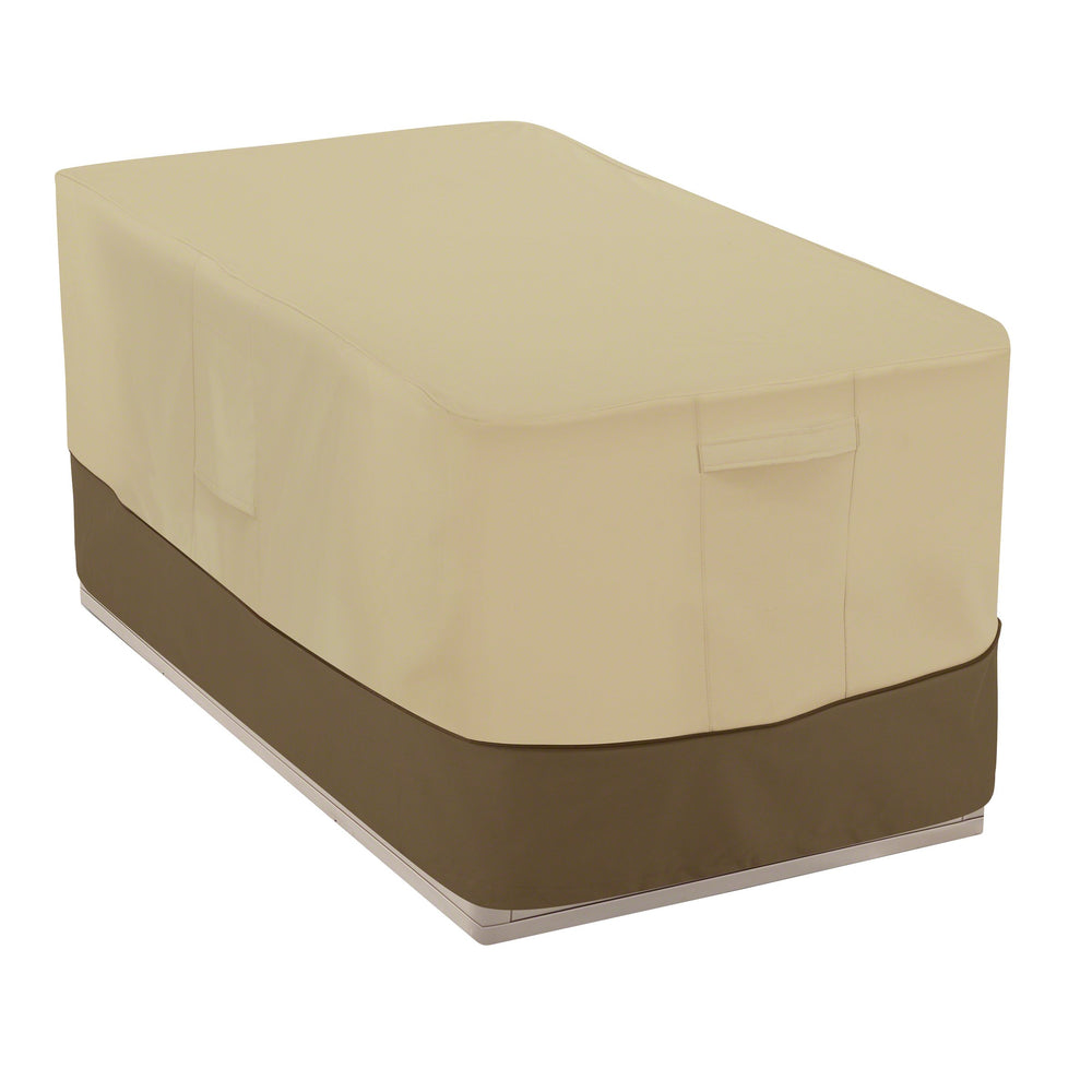 Classic Accessories Veranda front view showing full cover protecting deck box