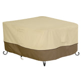 Classic Accessories front view protecting 42-inch square fire pit table, keeps table dry