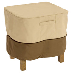 Classic Accessories front view of cover fits 26 inch square ottoman and protects from rain