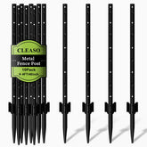 CLEASO front view of 4 ft black U-post showing sturdy powder coat protection and clean profile