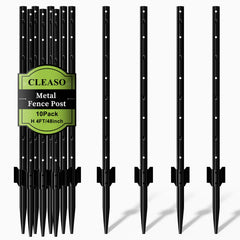 CLEASO front view of 4 ft black U-post showing sturdy powder coat protection and clean profile