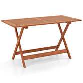 CLEEMAN front view full table showing seating for six and teak finish benefit: elegant outdoor dining