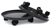 Coadura front view of plant caddy showing sturdy base and wheels for easy mobility