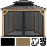 CoastShade front view of four black sidewalls installed providing privacy and insect protection