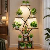 CODACE front view of tall plant stand showing tiered display and neat footprint benefit