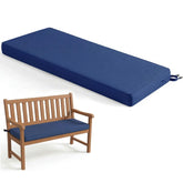 Codi navy bench cushion front view showing neat fit and immediate comfort