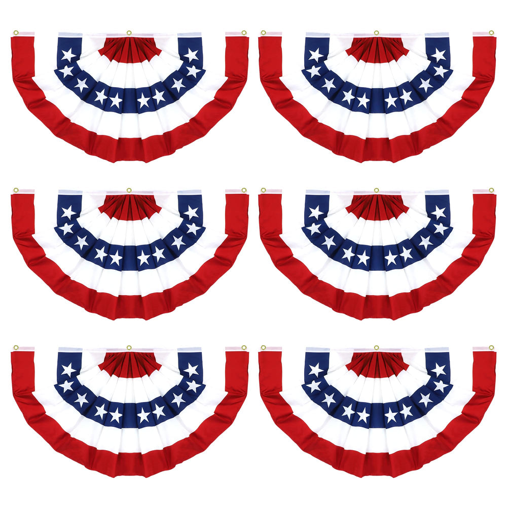 COKOKA front view of six pleated fan flags showing patriotic display benefit