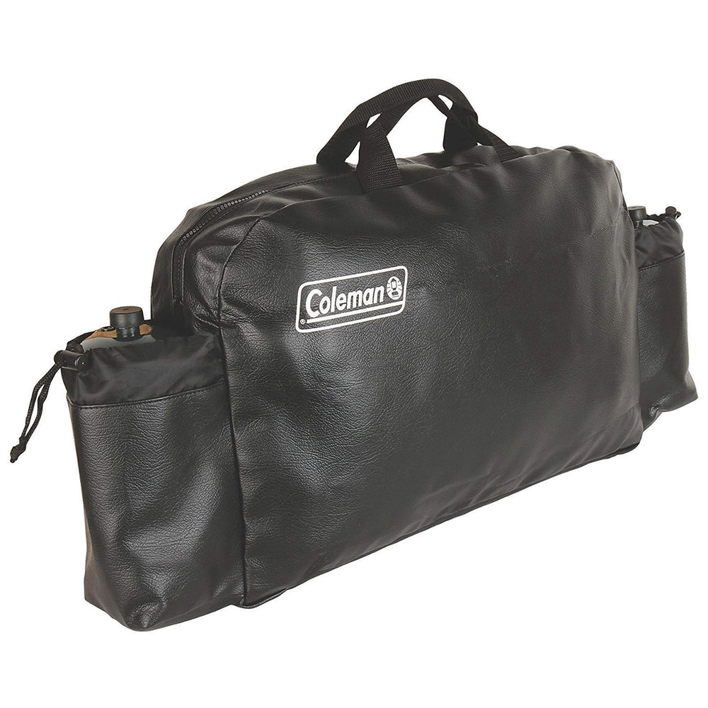 Coleman front view of case showing zipper and handle for easy transport