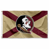 College Flags & Banners Co. front view of FSU State of Florida flag showing bold logo