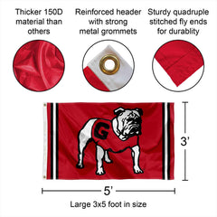 College Flags & Banners Co. close-up of quadruple stitching showing reinforced durability