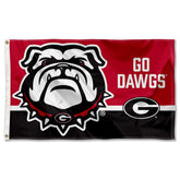 College Flags & Banners Co. front view of flag showing bold Georgia Bulldogs design and clear team pride