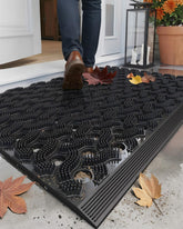 Color&Geometry front view of 24x36 black mat showing durable welcome surface and curb appeal