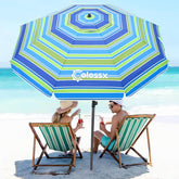 Colossx umbrella front view showing large canopy and brand for roomy shade