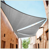 ColourTree front view of right-triangle shade sail showing clean coverage and UV reduction