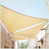 ColourTree front view of 32' triangle shade sail showing coverage and benefit