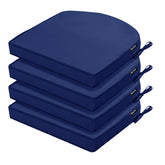 Comcaver front view of four cushions showing coordinated colors and neat piping for curb appeal
