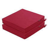 Comcaver front view set of 2 cushions showing neat boxed piping and vibrant color for curb appeal