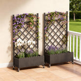 COMHOMA front view planter with trellis shows vertical support and rustic charm
