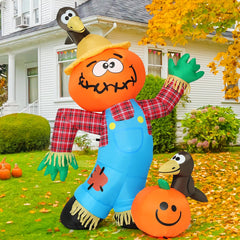 COMIN scarecrow front view showing cheerful design and curb appeal
