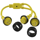 Conntek 17220 front view showing plug and dual receptacles for safe sharing