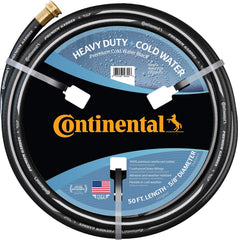 Continental front view of black hose showing durable profile and easy handling