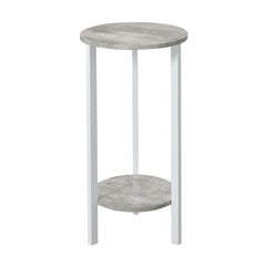 Convenience Concepts front view of plant stand showing two tiers and faux birch shelves for stylish display