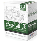 COOHGRUBS front packaging 10lb bag showing bulk poultry treat benefit