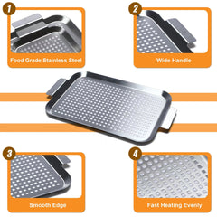 Cook Time close-up of perforated bottom showing holes that speed heating and smoke flow