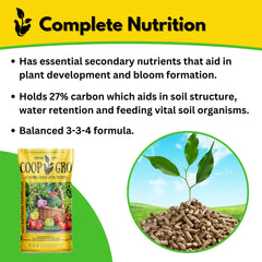 COOP GRO used in a potted plant to supply steady organic nutrition