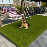 CooRug front view of 5x10 ft fake grass showing natural look and curb appeal