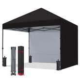 COOSHADE front view of 8x8 canopy showing shelter and entrance, portable protection