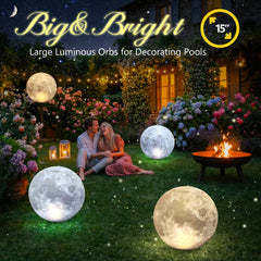 Cootway lights floating in pool at night creating relaxing, romantic poolside atmosphere