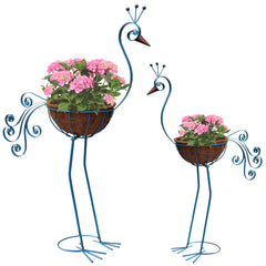 COOZZYHOUR front view of peacock planter set showing decorative appeal