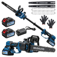 COPDUZI front view showing compact chainsaw and 12-inch bar, clear product layout and features