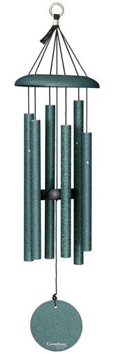 Corinthian Bells front view showing green finish and elegant outdoor appeal