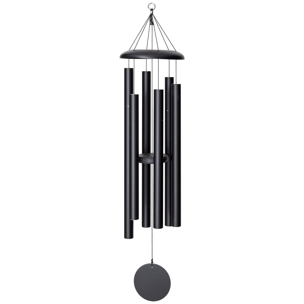 Corinthian Bells front view showing black 50-inch chime and visual focal appeal