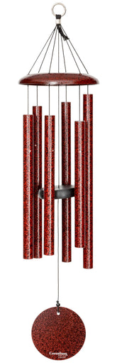 Corinthian Bells front view showing ruby splash finish and hanging benefit