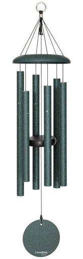Corinthian Bells front view green chime showing elegant outdoor presence and calming sound