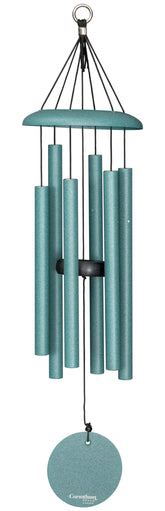 Corinthian Bells front view in patina green showing elegant outdoor appeal