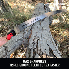 Corona Clipper saw cutting a branch in use for faster garden trimming